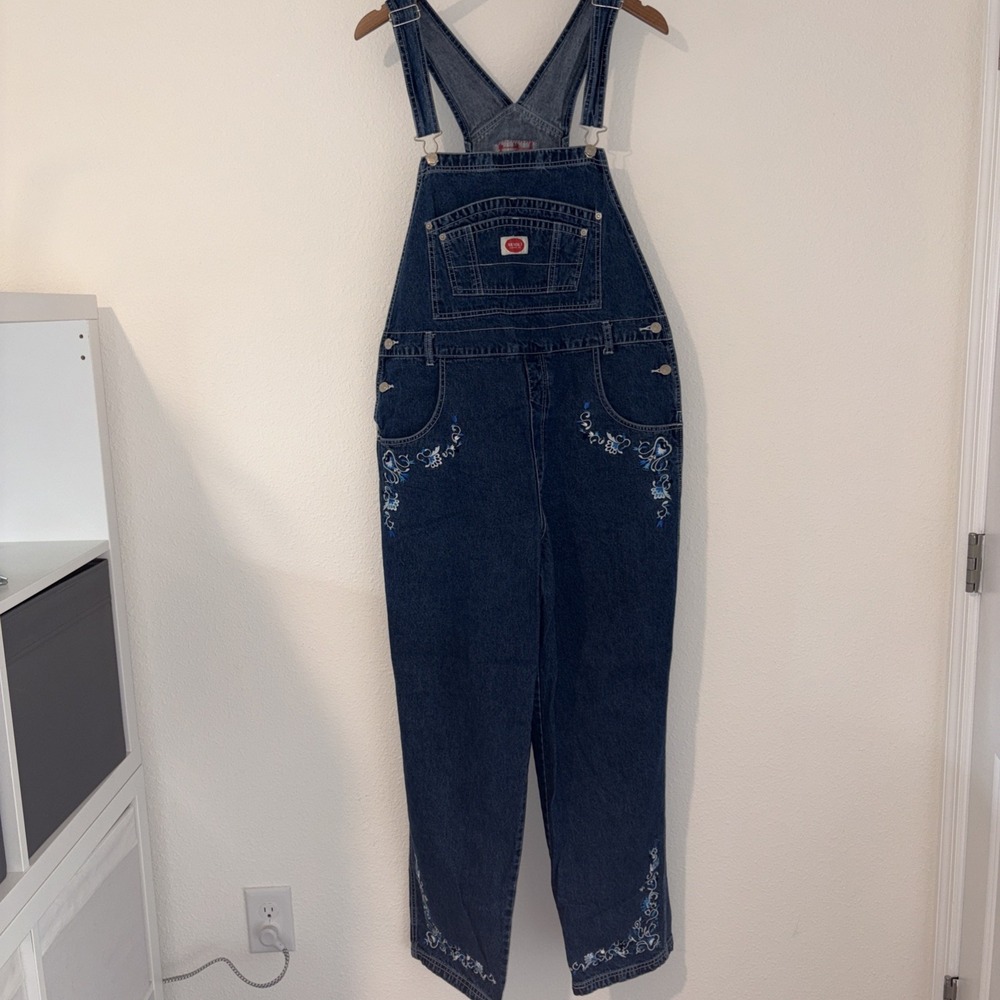 Revolt Vintage 90s Overalls Size 18 Embroidered Floral Detail Hippie Boho Cute